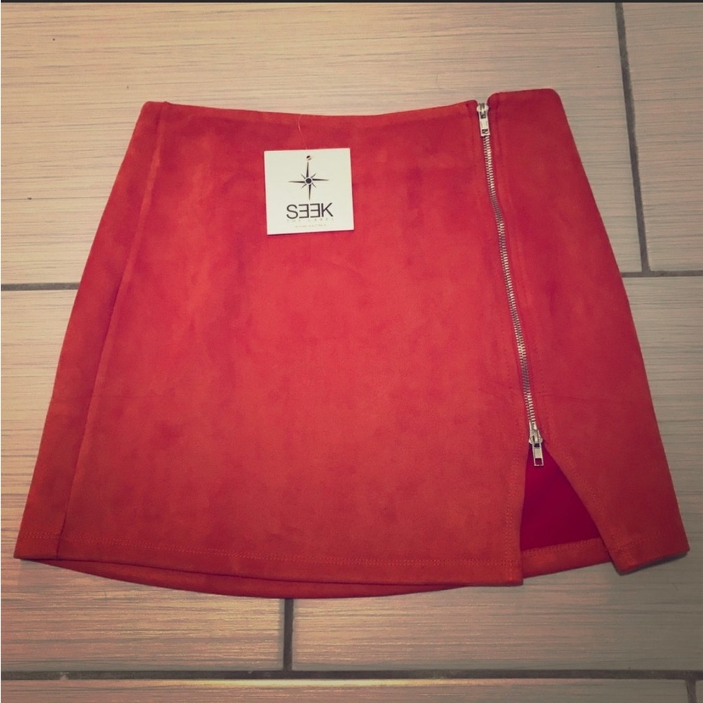 LF Seek The Label Faux Suede Asymmetrical Skirt